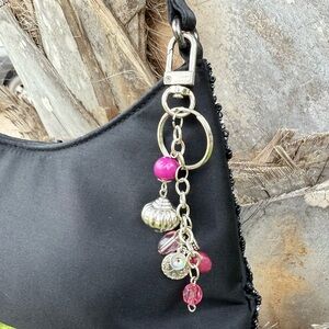 Scarlet Mood Handmade Bag Charm Keychain | One of a Kind | Crystal Accessory